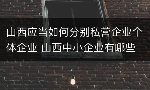 山西应当如何分别私营企业个体企业 山西中小企业有哪些