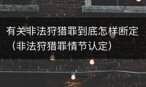 有关非法狩猎罪到底怎样断定（非法狩猎罪情节认定）