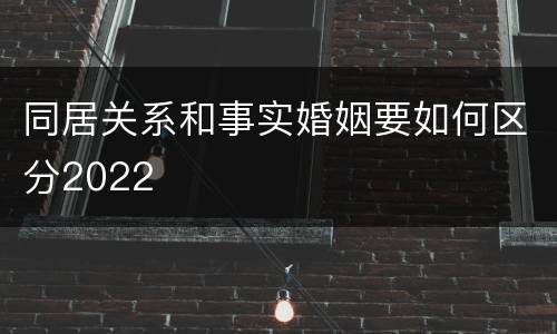 同居关系和事实婚姻要如何区分2022