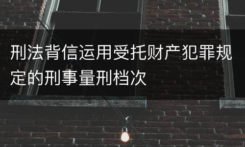 刑法背信运用受托财产犯罪规定的刑事量刑档次