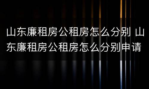 山东廉租房公租房怎么分别 山东廉租房公租房怎么分别申请的