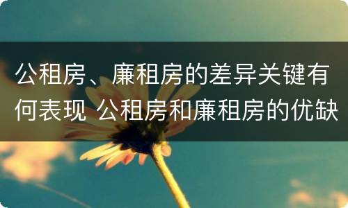 公租房、廉租房的差异关键有何表现 公租房和廉租房的优缺点