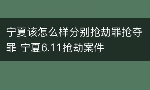 宁夏该怎么样分别抢劫罪抢夺罪 宁夏6.11抢劫案件