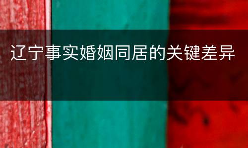 辽宁事实婚姻同居的关键差异