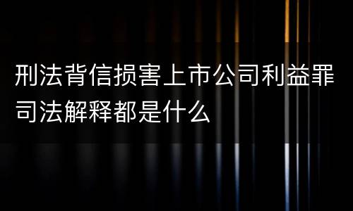 刑法背信损害上市公司利益罪司法解释都是什么