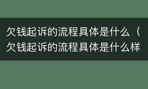 欠钱起诉的流程具体是什么（欠钱起诉的流程具体是什么样的）