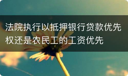 法院执行以抵押银行贷款优先权还是农民工的工资优先