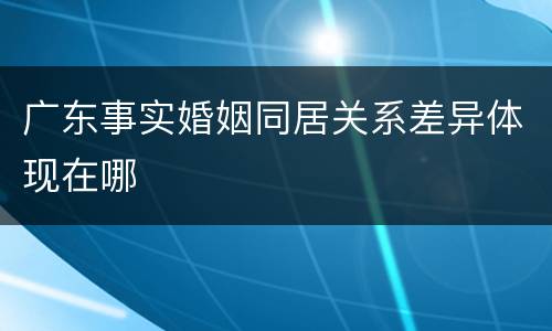 广东事实婚姻同居关系差异体现在哪