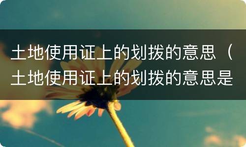 土地使用证上的划拨的意思（土地使用证上的划拨的意思是什么）