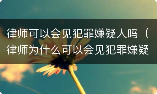 律师可以会见犯罪嫌疑人吗（律师为什么可以会见犯罪嫌疑人）