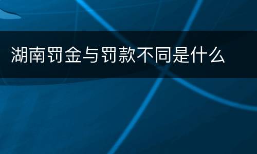 湖南罚金与罚款不同是什么
