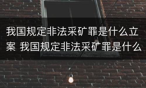 我国规定非法采矿罪是什么立案 我国规定非法采矿罪是什么立案的
