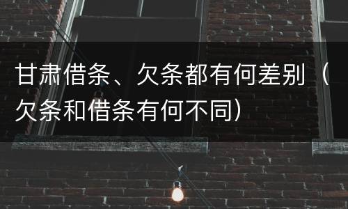 甘肃借条、欠条都有何差别（欠条和借条有何不同）