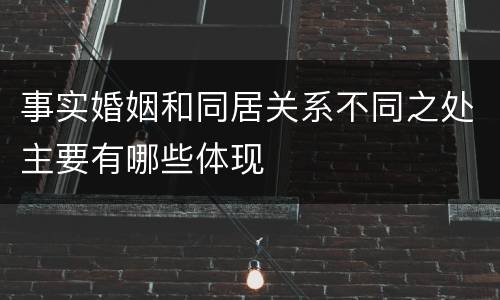 事实婚姻和同居关系不同之处主要有哪些体现