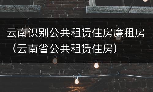 云南识别公共租赁住房廉租房（云南省公共租赁住房）