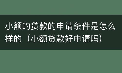 小额的贷款的申请条件是怎么样的（小额贷款好申请吗）