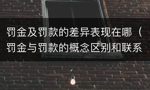 罚金及罚款的差异表现在哪（罚金与罚款的概念区别和联系）