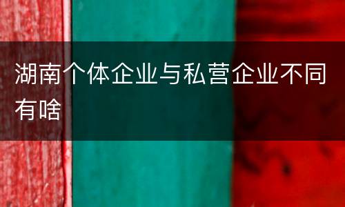 湖南个体企业与私营企业不同有啥