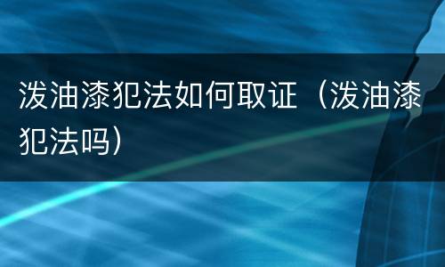 泼油漆犯法如何取证（泼油漆犯法吗）