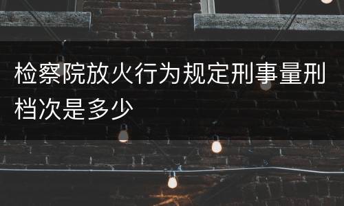 检察院放火行为规定刑事量刑档次是多少