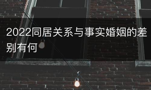2022同居关系与事实婚姻的差别有何