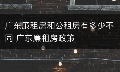 广东廉租房和公租房有多少不同 广东廉租房政策