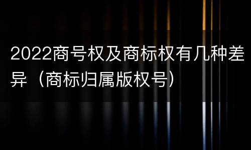 2022商号权及商标权有几种差异（商标归属版权号）