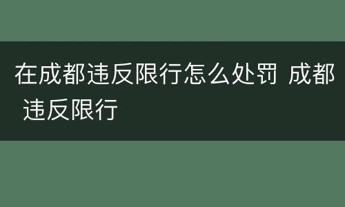 在成都违反限行怎么处罚 成都 违反限行