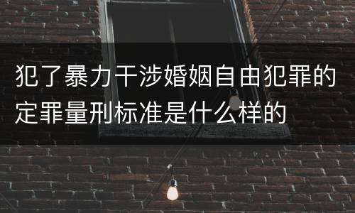 犯了暴力干涉婚姻自由犯罪的定罪量刑标准是什么样的