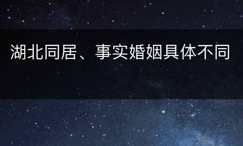 湖北同居、事实婚姻具体不同