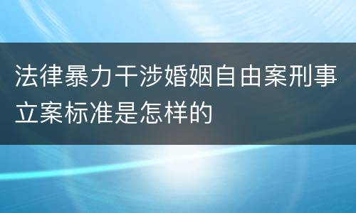 法律暴力干涉婚姻自由案刑事立案标准是怎样的