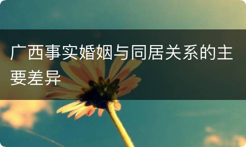 广西事实婚姻与同居关系的主要差异