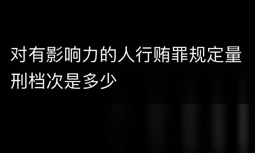 对有影响力的人行贿罪规定量刑档次是多少