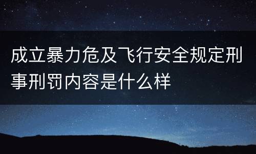 成立暴力危及飞行安全规定刑事刑罚内容是什么样