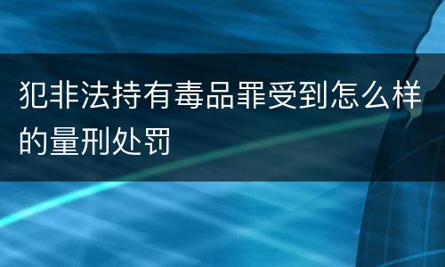 犯非法持有毒品罪受到怎么样的量刑处罚