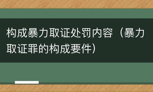 构成暴力取证处罚内容（暴力取证罪的构成要件）