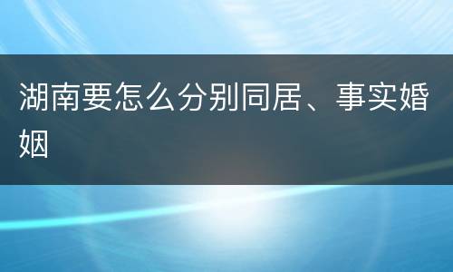 湖南要怎么分别同居、事实婚姻