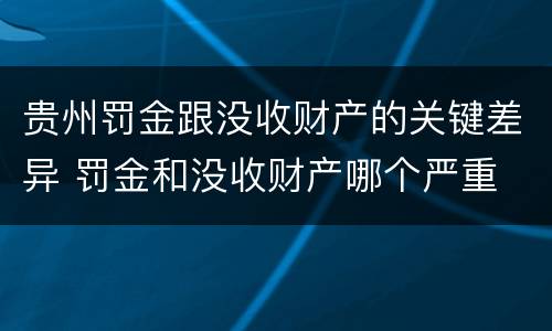 贵州罚金跟没收财产的关键差异 罚金和没收财产哪个严重