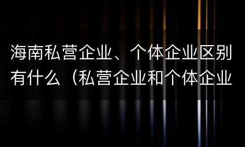 海南私营企业、个体企业区别有什么（私营企业和个体企业有什么区别）