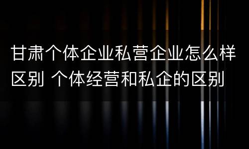 甘肃个体企业私营企业怎么样区别 个体经营和私企的区别