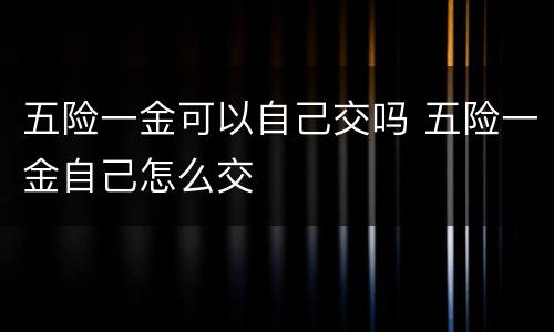 五险一金可以自己交吗 五险一金自己怎么交