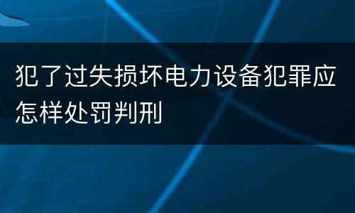 犯了过失损坏电力设备犯罪应怎样处罚判刑