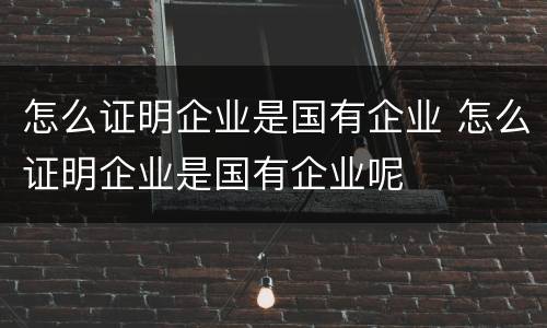 怎么证明企业是国有企业 怎么证明企业是国有企业呢