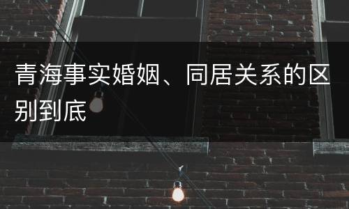 青海事实婚姻、同居关系的区别到底