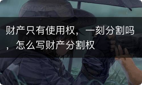 财产只有使用权，一刻分割吗，怎么写财产分割权