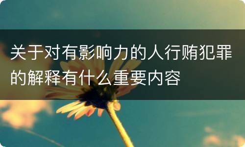 关于对有影响力的人行贿犯罪的解释有什么重要内容