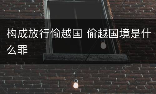 构成放行偷越国 偷越国境是什么罪