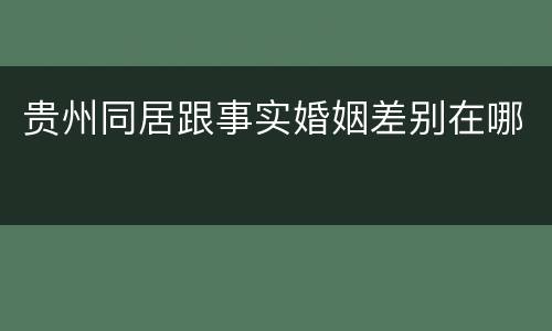 贵州同居跟事实婚姻差别在哪