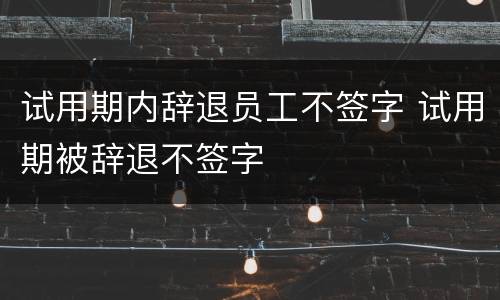 试用期内辞退员工不签字 试用期被辞退不签字