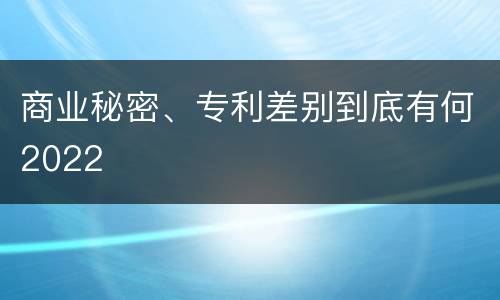商业秘密、专利差别到底有何2022